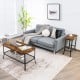 Narrow end side table with rustic brown engineered wood top and heavy-duty steel frame, perfect for living room or.